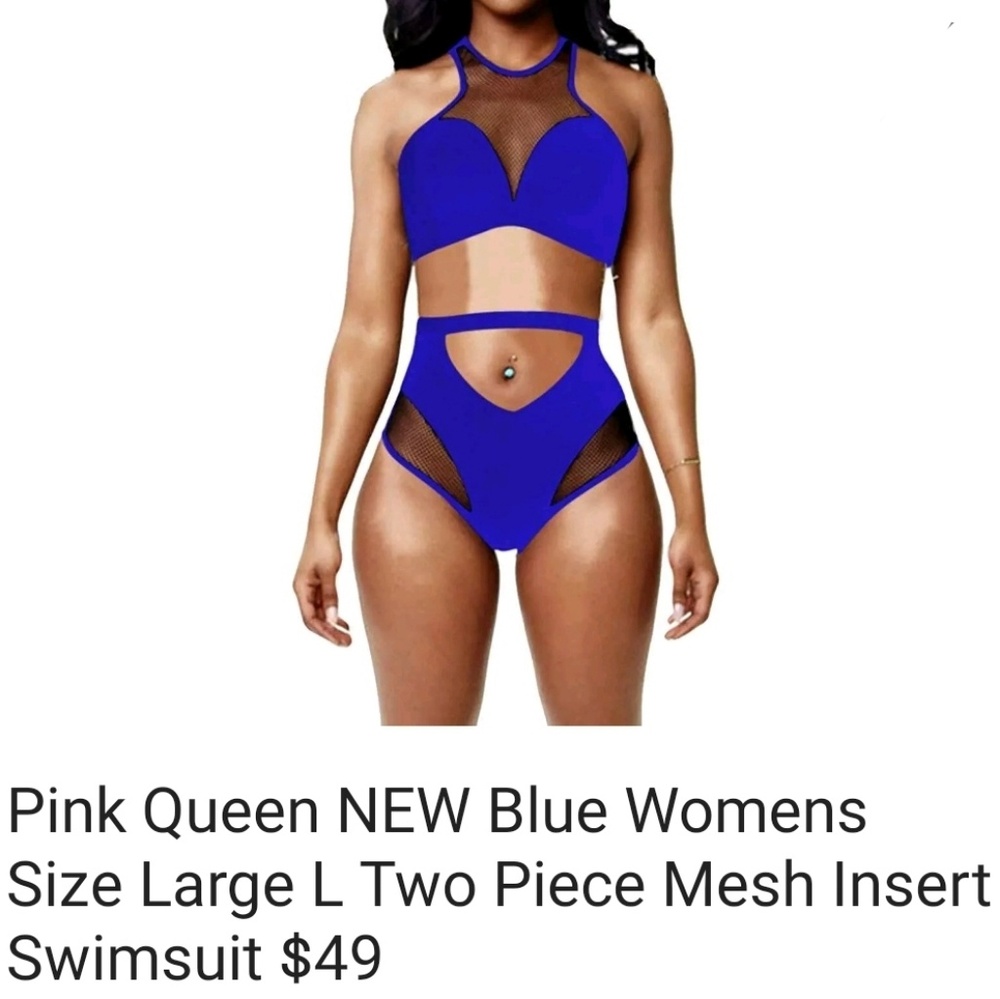 Sale NWT 🧜♀️PINK QUEEN Sheer panels 2 piece swim suit - Picture 5 of 5
